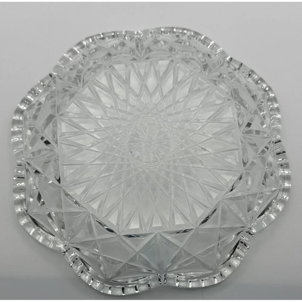 VTG 1973-74 Avon Butter Dish Cheese Ball w/Dome Lid Diamond Pattern Clear Glass